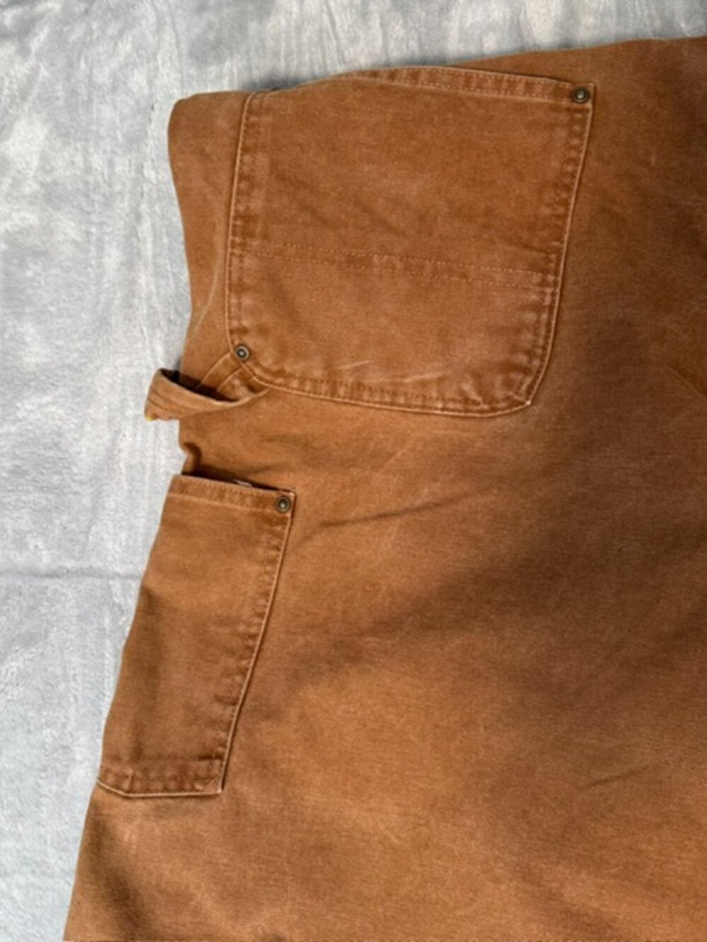 Carhartt R06 BRN Duck Bib Overalls Mens 44x30 Brown Double Knee Workwear - Picture 9 of 15